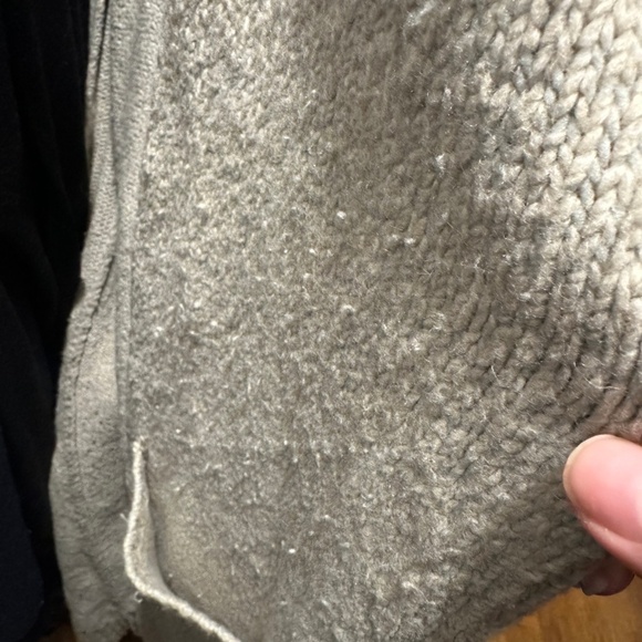 Theory Long Textured Button Soft Wool Blend Cardigan Stone Gray Tan sz P $495 - Picture 8 of 9